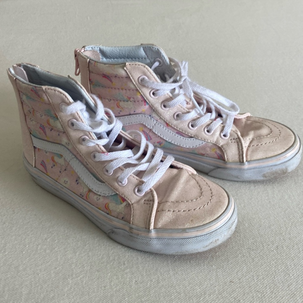 Girls rainbow unicorns high top Vans